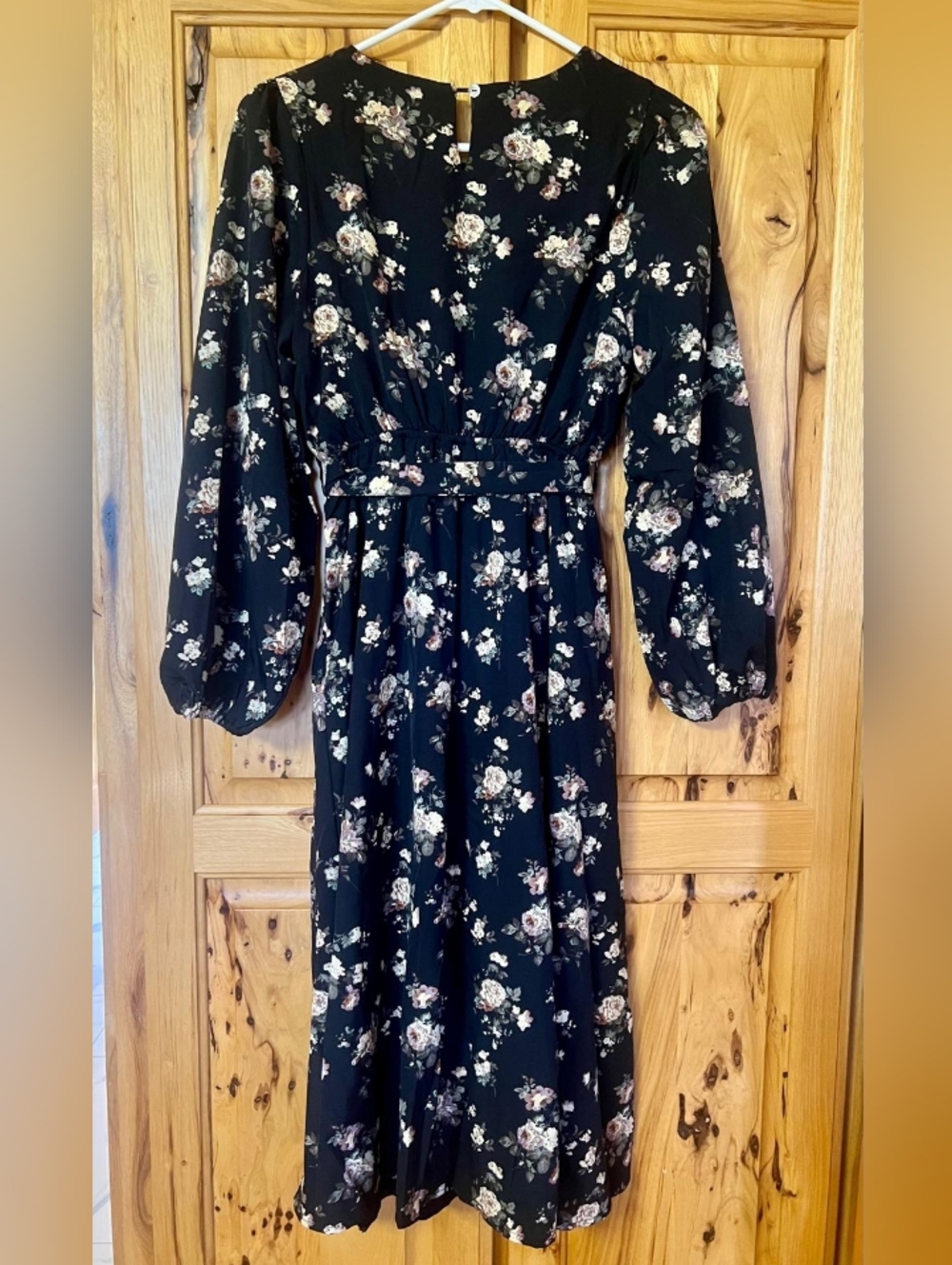 NWT Main Street Exchange Floral Ramona Small long sleeve Dress Tie Waist Modest - Picture 5 of 6